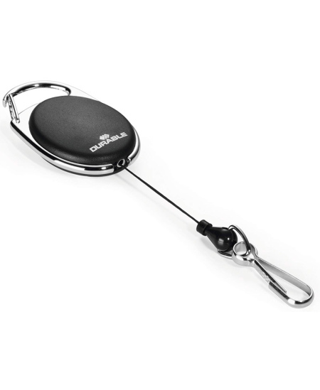 Laikiklis su rite ir spyruokliniu laikikliu vardinės kortelės dėklui DURABLE, juodas