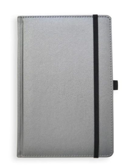 Kalendorius - užrašinė  UNIVERSAL BLACK EDITION, PU, A5, be datų, sidabrinė