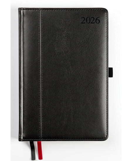 Kalendorius AMBASSADOR BLACK EDITION, 2026, PU, A5, matinė juoda
