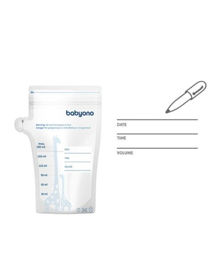 BabyOno maišeliai motinos pienui laikyti užšaldyti 30 vnt.x180 ml, 1084