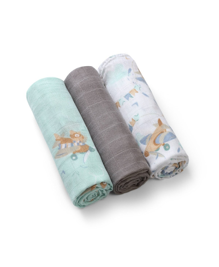 Bambukiniai vystyklai BABYONO, 3 vnt., pilki