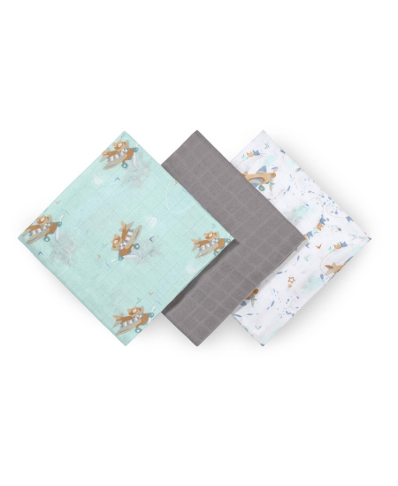 Bambukiniai vystyklai BABYONO, 3 vnt., pilki