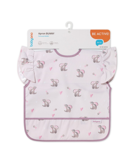 Babyono prijuostė neperšlampama su kišene nuo 6 mėn triušis rožinis 1641/03