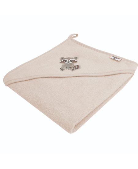 Frotinis rankšluostis su gobtuvu BOCIOLAND, 80x80, kreminis meškėnas