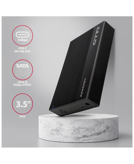 AXAGON Ribbed aluminum USB 3.2 Gen 1 - SATA 6G external box for 3.5" HDD | EE35-GTR