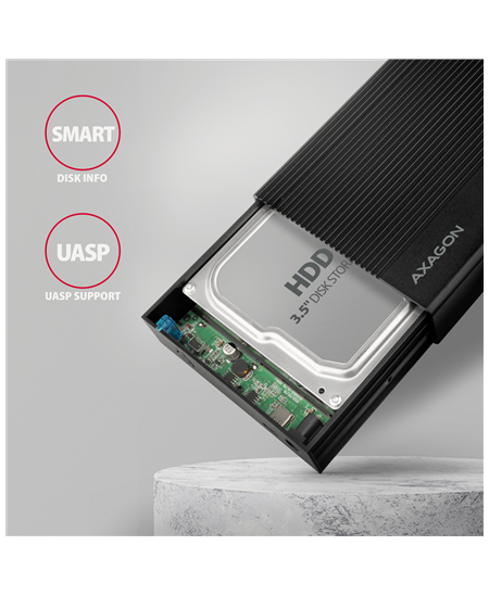 AXAGON Ribbed aluminum USB 3.2 Gen 1 - SATA 6G external box for 3.5" HDD | EE35-GTR