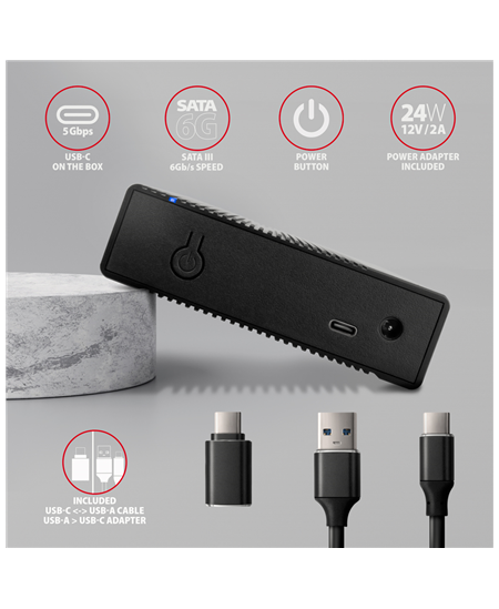 AXAGON Ribbed aluminum USB 3.2 Gen 1 - SATA 6G external box for 3.5" HDD | EE35-GTR