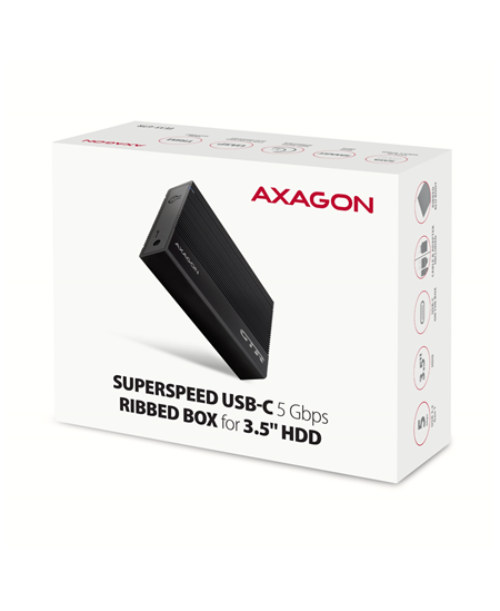 AXAGON Ribbed aluminum USB 3.2 Gen 1 - SATA 6G external box for 3.5" HDD | EE35-GTR