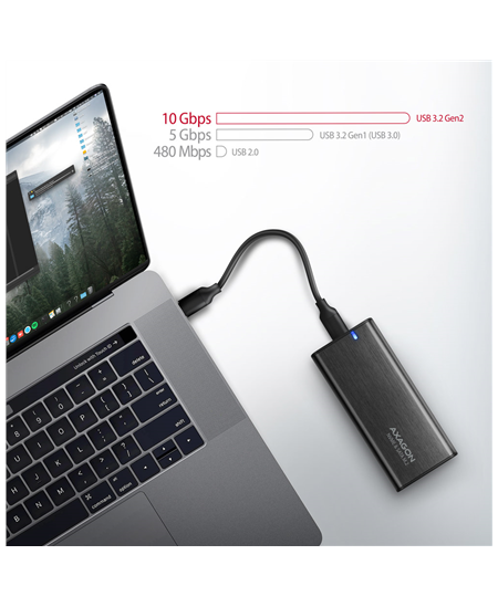 AXAGON External USB-C 3.2 Gen 2 metal box for M.2 NVMe & SATA SSD disks | EEM2-SB2