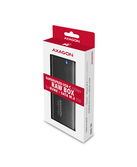 AXAGON External USB-C 3.2 Gen 2 metal box for M.2 NVMe & SATA SSD disks | EEM2-SB2