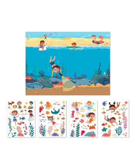 Lipdukų žaidimas su plakatu Apli Kids  „Vandenynas“