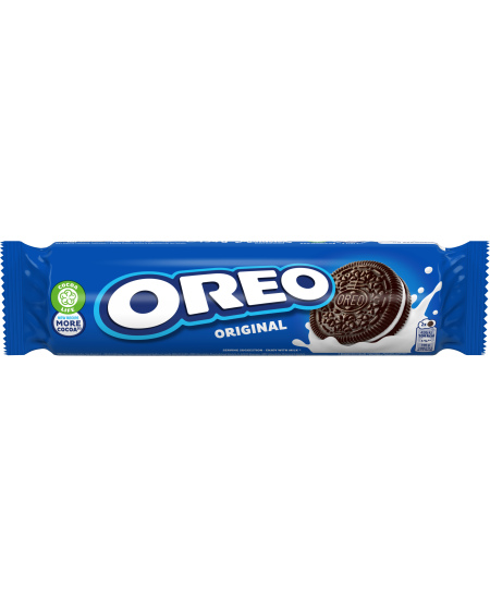 Kakaviniai sausainiai OREO su vanilės skonio įdaru, 154 g