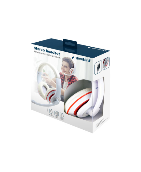 Gembird Stereo Headset MHS 03 WTRD White with Red Ring, Headset