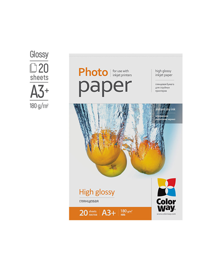 ColorWay Photo Paper, 20 sheets | 180 g/m² | A3+ | High Glossy
