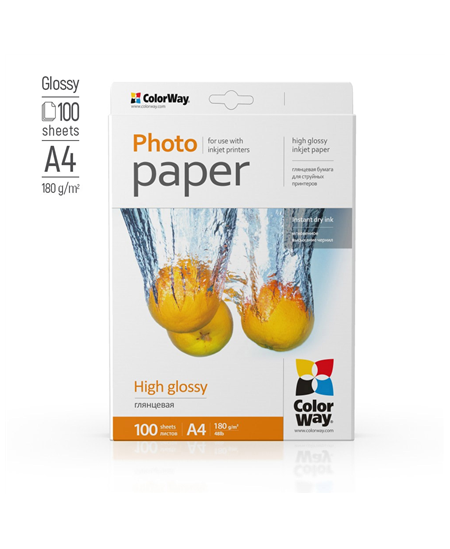 ColorWay Photo Paper, 100 sheets | 180 g/m² | A4 | High Glossy