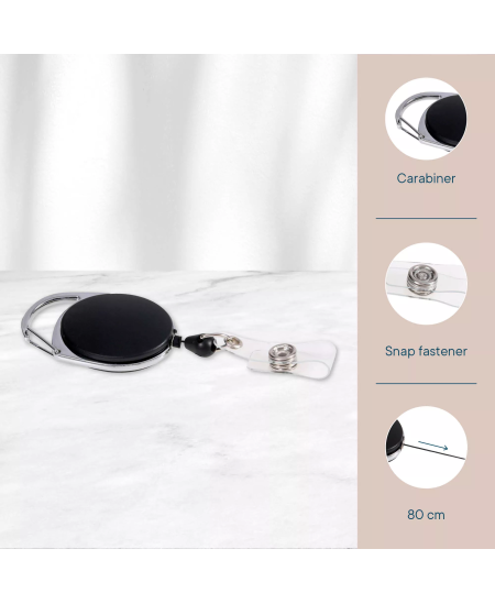 Ritė su karabinu ir juostele  EUROPEL, juoda