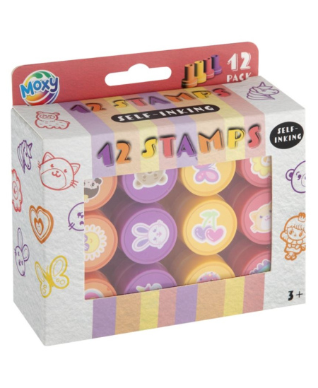 Savaime sudrėkinami antspaudukai  MOXY, raudona, 12 vnt.