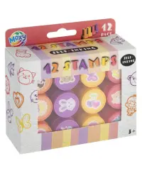 Savaime sudrėkinami antspaudukai  MOXY, raudona, 12 vnt.