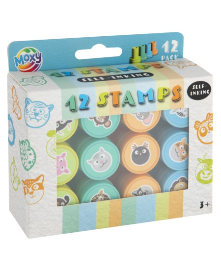 Savaime sudrėkinami antspaudukai  MOXY, žydra, 12 vnt.