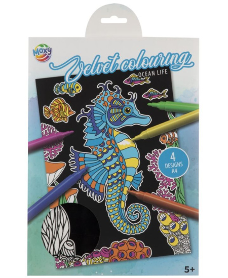 Spalvinimo knygelė su aksomo kontūrais GRAFIX Jūros gyvūnai, A4, 4 lapai