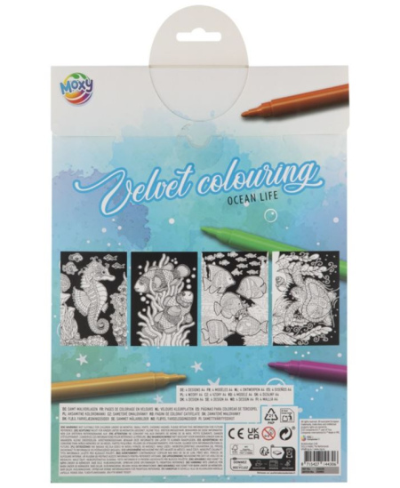 Spalvinimo knygelė su aksomo kontūrais GRAFIX Jūros gyvūnai, A4, 4 lapai