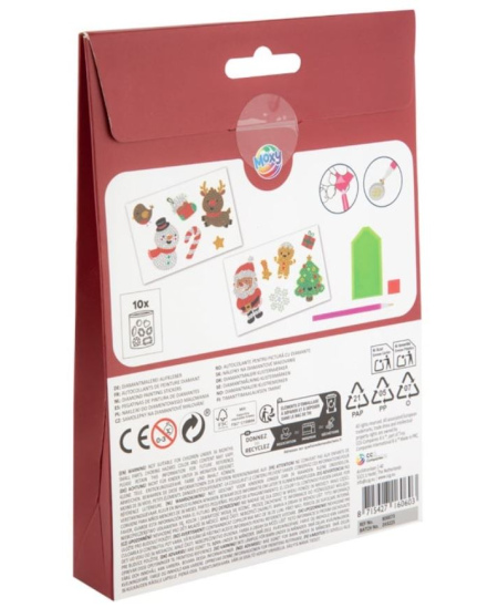 Deimantinė mozaika ant lipdukų MOXY Kalėdos, 12 vnt.