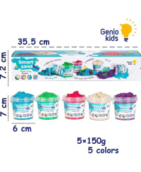Kinetinio smėlio rinkinys Genio Kids "Smart Sand", 5 spalvos, 750 g