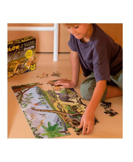 Tamsoje šviečianti dėlionė Apli Kids „Dinozaurai“