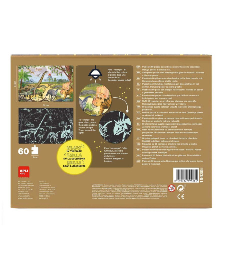 Tamsoje šviečianti dėlionė Apli Kids „Dinozaurai“