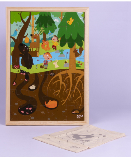 Medinė dėlionė Apli Kids „Miškas”, 28 dalys