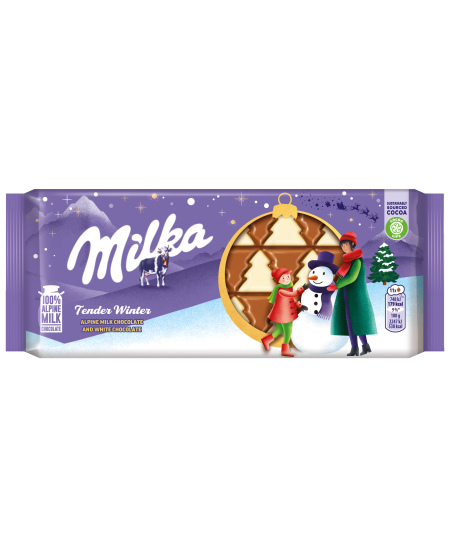 Pieninis šokoladas MILKA, iš Alpiu pieno, su  baltuoju šokoladu, 90 g