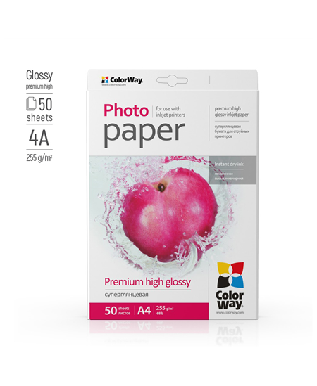 ColorWay Photo Paper, 50 sheets | 255 g/m² | A4 | Premium High Glossy