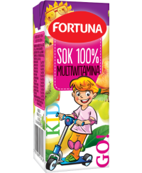 Multivitaminų sultys FORTUNA, Mergaitė, 100%, 0,2 l
