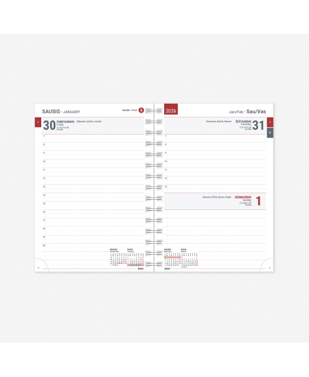 Kalendorius KANCLERIS Spirex Day FLEX 2026, PU, vyšninė