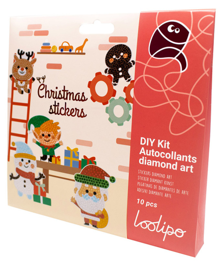 Deimantinių kalėdinių lipdukų rinkinys LOOLIPO, 10 vnt.