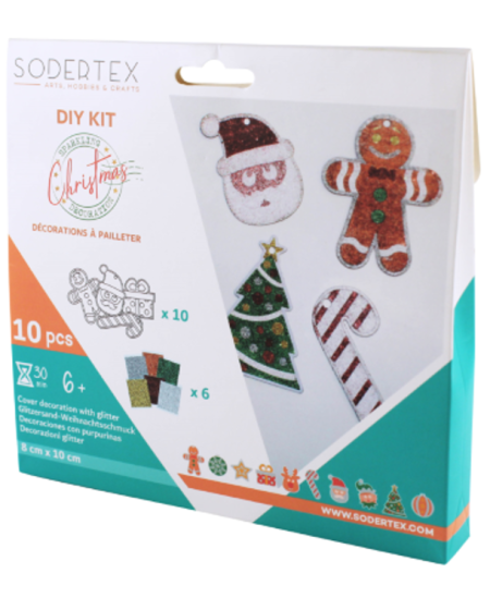 Dekoravimo blizgučiais rinkinys LOOLIPO Kalėdinės dekoracijos, 10 vnt.