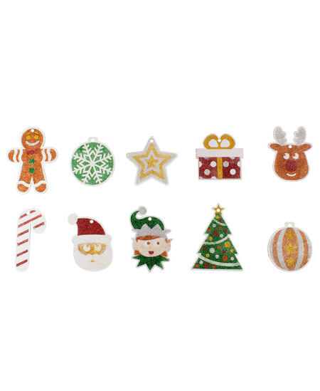 Dekoravimo blizgučiais rinkinys LOOLIPO Kalėdinės dekoracijos, 10 vnt.
