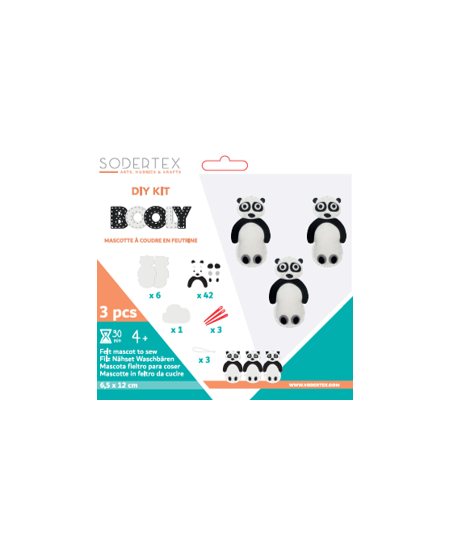 Siuvimo rinkinys LOOLIPO Pandos, 3 vnt.