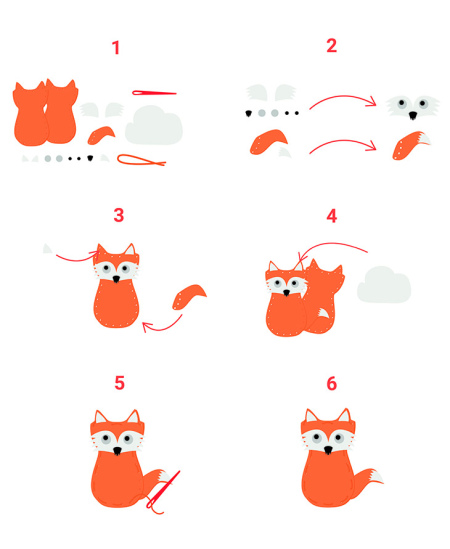 Siuvimo rinkinys LOOLIPO Lapės, 3 vnt.