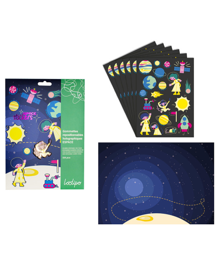 Holograminiai perkeliami lipdukai LOOLIPO Kosmosas, 120 vnt.