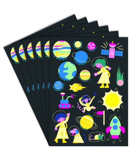 Holograminiai perkeliami lipdukai LOOLIPO Kosmosas, 120 vnt.