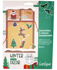 Skaidrūs spalvinami lipdukai LOOLIPO Kalėdos, 66 vnt.