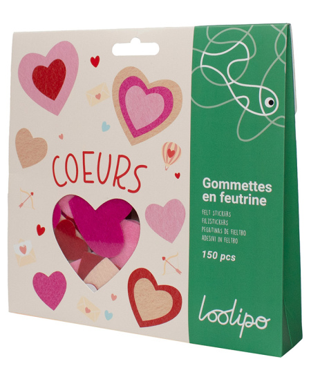 Lipdukai iš veltinio dekoravimui LOOLIPO Širdelės, 150 vnt.