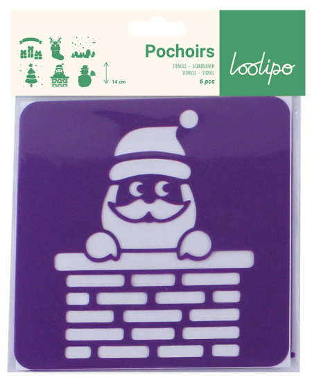 Piešimo trafaretai LOOLIPO Kalėdos, 6 vnt.