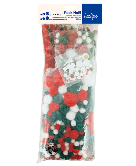 Šenilo vielučių, pomponų ir judančių akyčių rinkinys LOOLIPO Maxi "Kalėdos", 300 vnt.