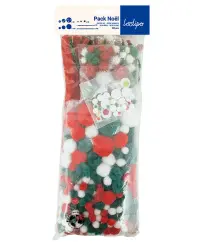 Šenilo vielučių, pomponų ir judančių akyčių rinkinys LOOLIPO Maxi "Kalėdos", 300 vnt.