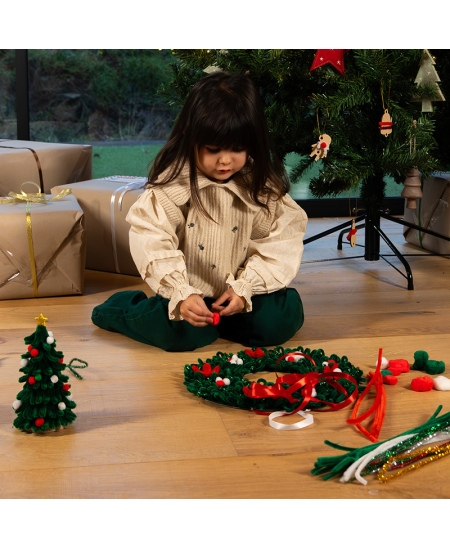 Šenilo vielučių, pomponų ir judančių akyčių rinkinys LOOLIPO Maxi "Kalėdos", 300 vnt.
