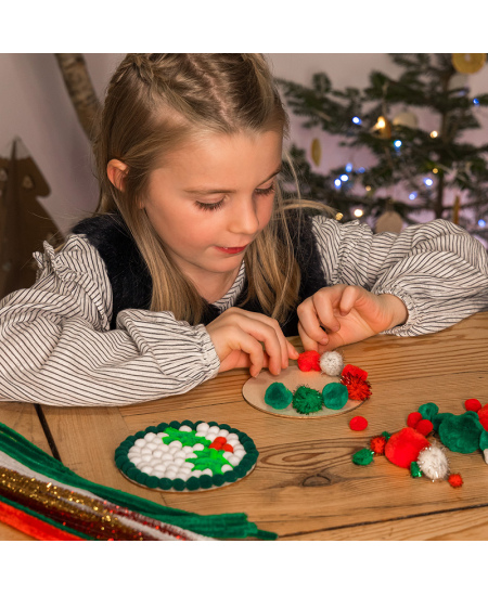 Šenilo vielučių, pomponų ir judančių akyčių rinkinys LOOLIPO Maxi "Kalėdos", 300 vnt.
