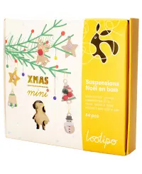 Medinių eglutės žaisliukų rinkinys dekoravimui LOOLIPO, 50 vnt.