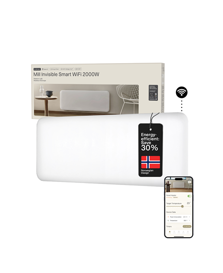 Mill Invisible Smart WiFi Heater | PA2000WIFI4 | Panel Heater | 2000 W | Suitable for rooms up to 24-28 m² | White | IPX4